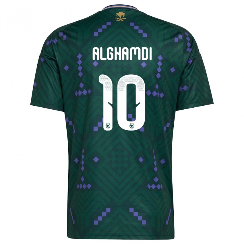 גברים ערב הסעודית אחמד אלחמדי #10 ירוק סגול לבן ג'רזי ביתית 26-28 חולצה קצרה