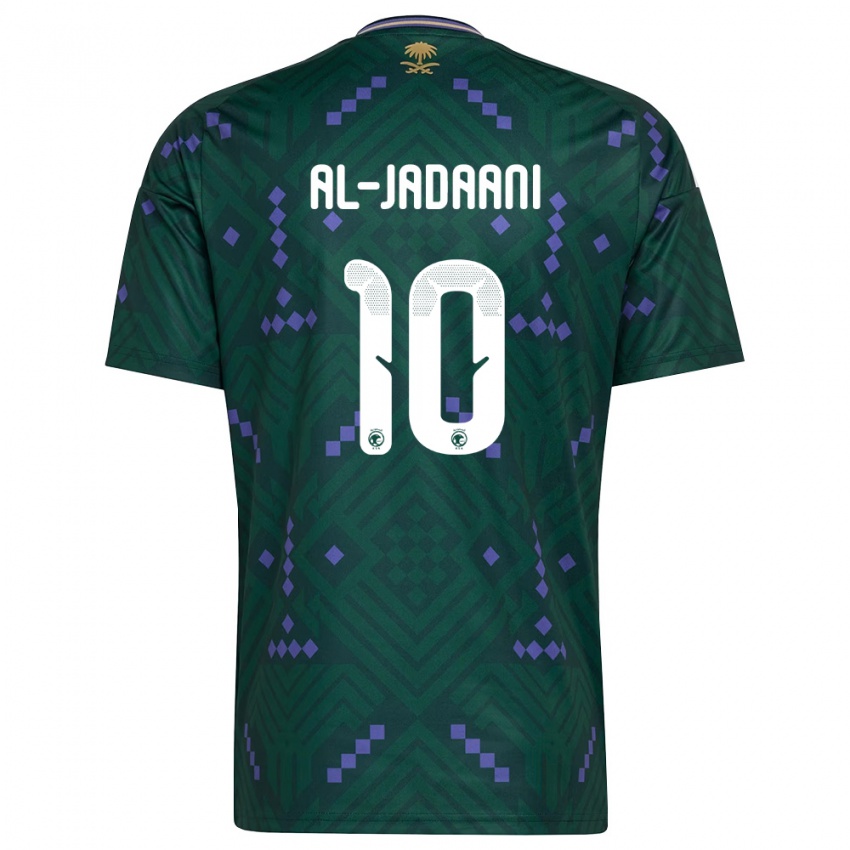 גברים ערב הסעודית Nawaf Al-Jadaani #10 ירוק סגול לבן ג'רזי ביתית 26-28 חולצה קצרה