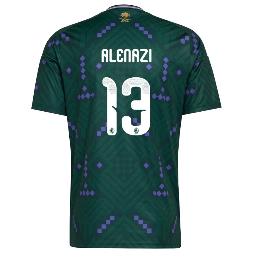 גברים ערב הסעודית עבדאללה אלנזי #13 ירוק סגול לבן ג'רזי ביתית 26-28 חולצה קצרה