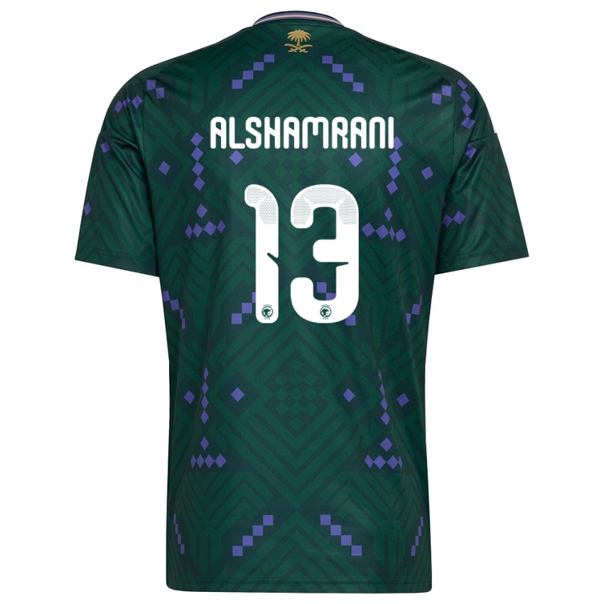 גברים ערב הסעודית פרחה אלשמרני #13 ירוק סגול לבן ג'רזי ביתית 26-28 חולצה קצרה