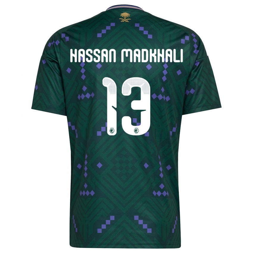 גברים ערב הסעודית Mohammed Hassan Madkhali #13 ירוק סגול לבן ג'רזי ביתית 26-28 חולצה קצרה