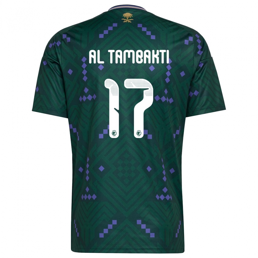 גברים ערב הסעודית חסן טמבקטי #17 ירוק סגול לבן ג'רזי ביתית 26-28 חולצה קצרה