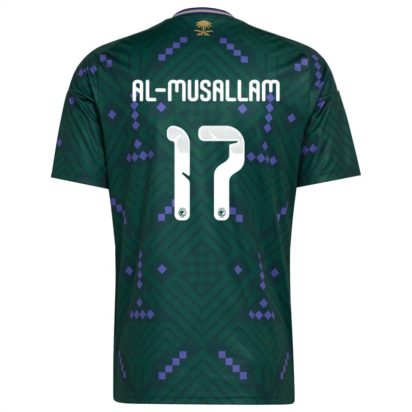 גברים ערב הסעודית Hassan Al-Musallam #17 ירוק סגול לבן ג'רזי ביתית 26-28 חולצה קצרה