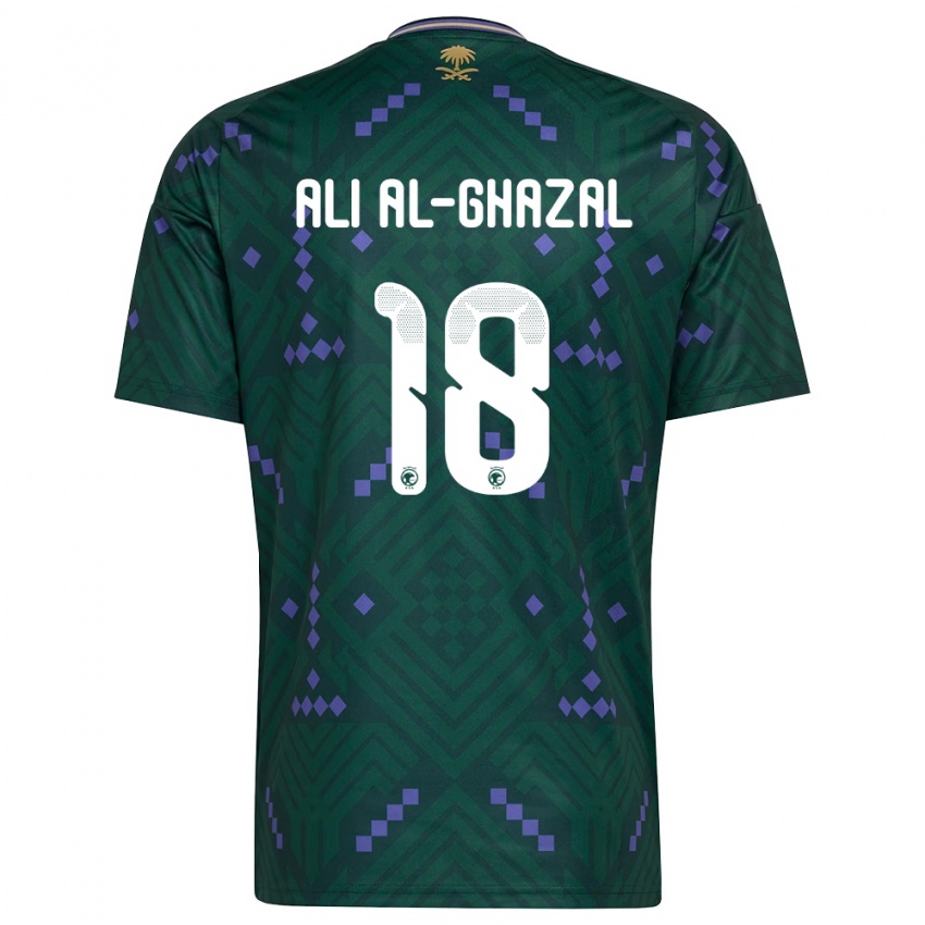 גברים ערב הסעודית Hassan Ali Al-Ghazal #18 ירוק סגול לבן ג'רזי ביתית 26-28 חולצה קצרה