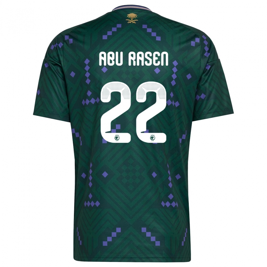 גברים ערב הסעודית Ahmad Abu Rasen #22 ירוק סגול לבן ג'רזי ביתית 26-28 חולצה קצרה
