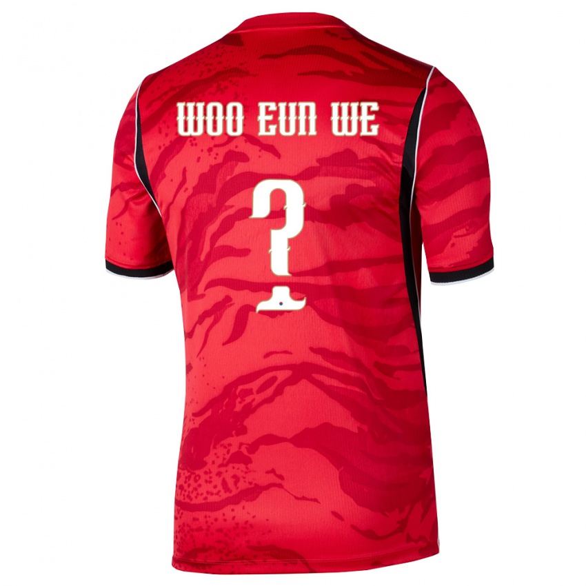 גברים דרום קוריאה Eun-Woo We #0 אדום לבן שחור ג'רזי ביתית 26-28 חולצה קצרה