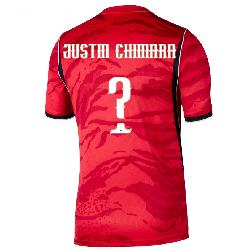 גברים דרום קוריאה Justin Chimara #0 אדום לבן שחור ג'רזי ביתית 26-28 חולצה קצרה