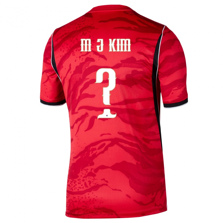 גברים דרום קוריאה קים מיונג ג'ון #0 אדום לבן שחור ג'רזי ביתית 26-28 חולצה קצרה