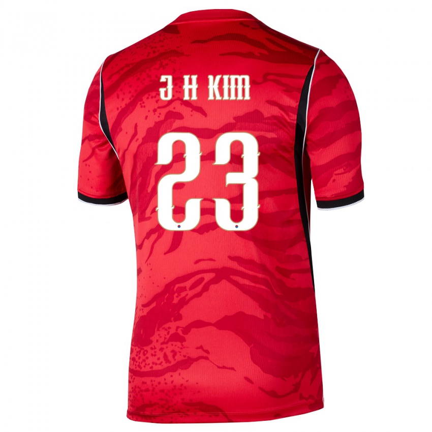 גברים דרום קוריאה קים יונג הון #23 אדום לבן שחור ג'רזי ביתית 26-28 חולצה קצרה