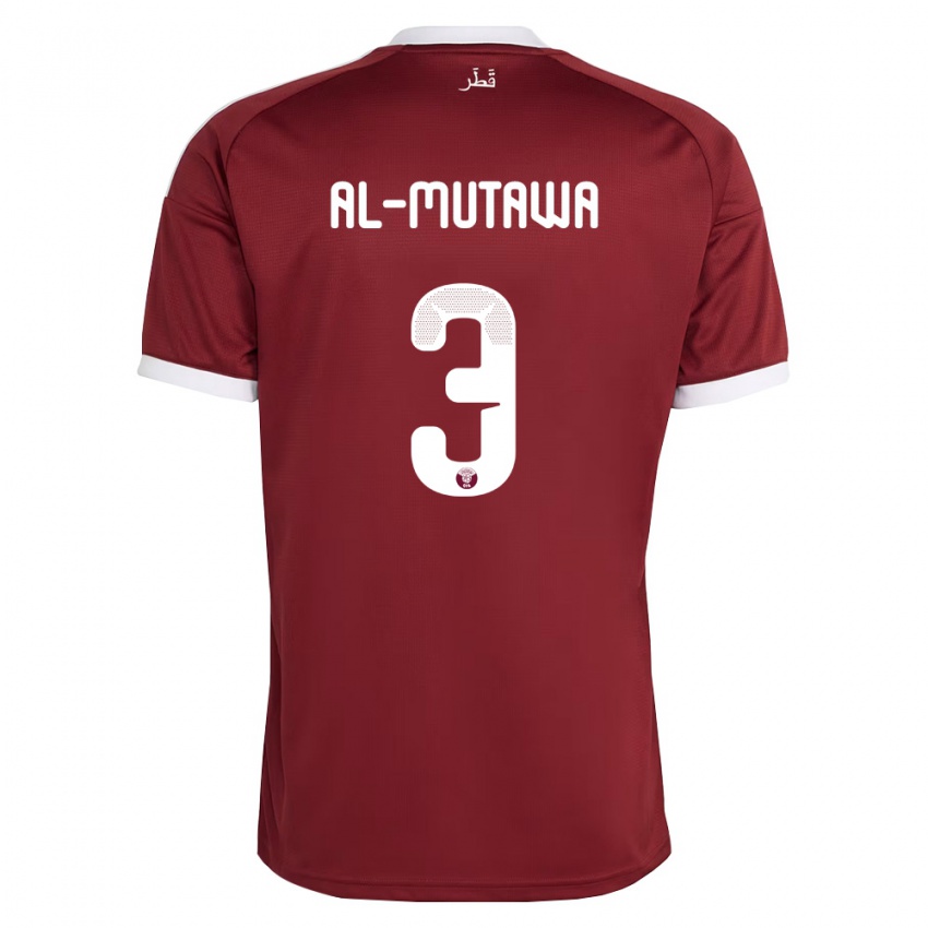 גברים קטאר Abdulaziz Al-Mutawa #3 אדום בורדו לבן ג'רזי ביתית 26-28 חולצה קצרה