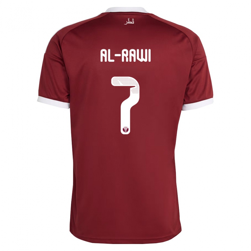 גברים קטאר Ahmed Al-Rawi #7 אדום בורדו לבן ג'רזי ביתית 26-28 חולצה קצרה