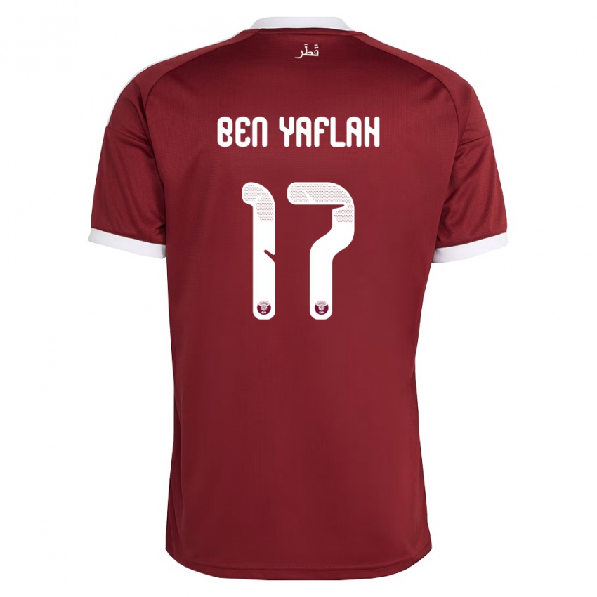 גברים קטאר Bilel Ben Yaflah #17 אדום בורדו לבן ג'רזי ביתית 26-28 חולצה קצרה