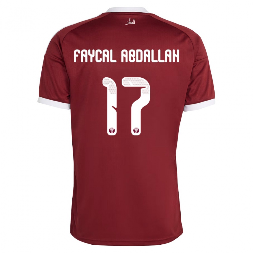 גברים קטאר Jude Faycal Abdallah #17 אדום בורדו לבן ג'רזי ביתית 26-28 חולצה קצרה