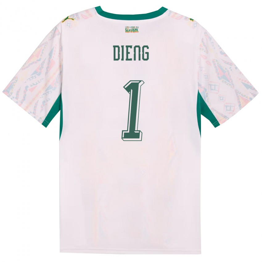 גברים סנגל טימוטה דיאנג #1 לבן ירוק צהוב ג'רזי ביתית 26-28 חולצה קצרה