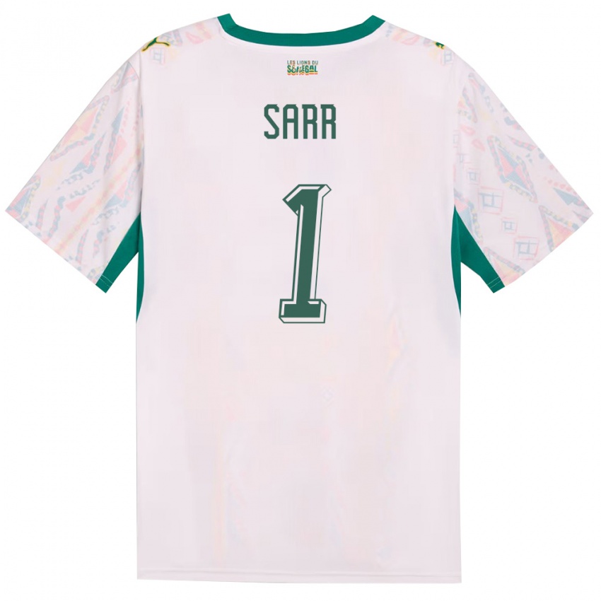 גברים סנגל שייח קיין סאר #1 לבן ירוק צהוב ג'רזי ביתית 26-28 חולצה קצרה