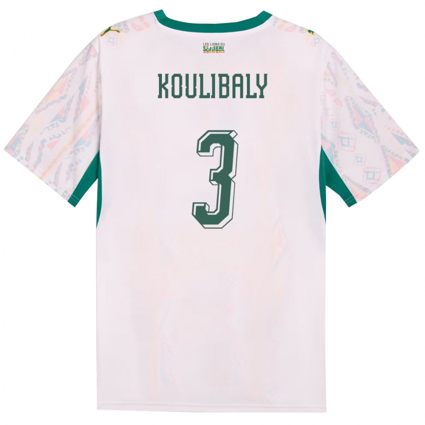 גברים סנגל קאלידו קוליבאלי #3 לבן ירוק צהוב ג'רזי ביתית 26-28 חולצה קצרה