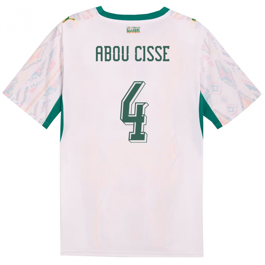 גברים סנגל פאפה אבו סיסה #4 לבן ירוק צהוב ג'רזי ביתית 26-28 חולצה קצרה