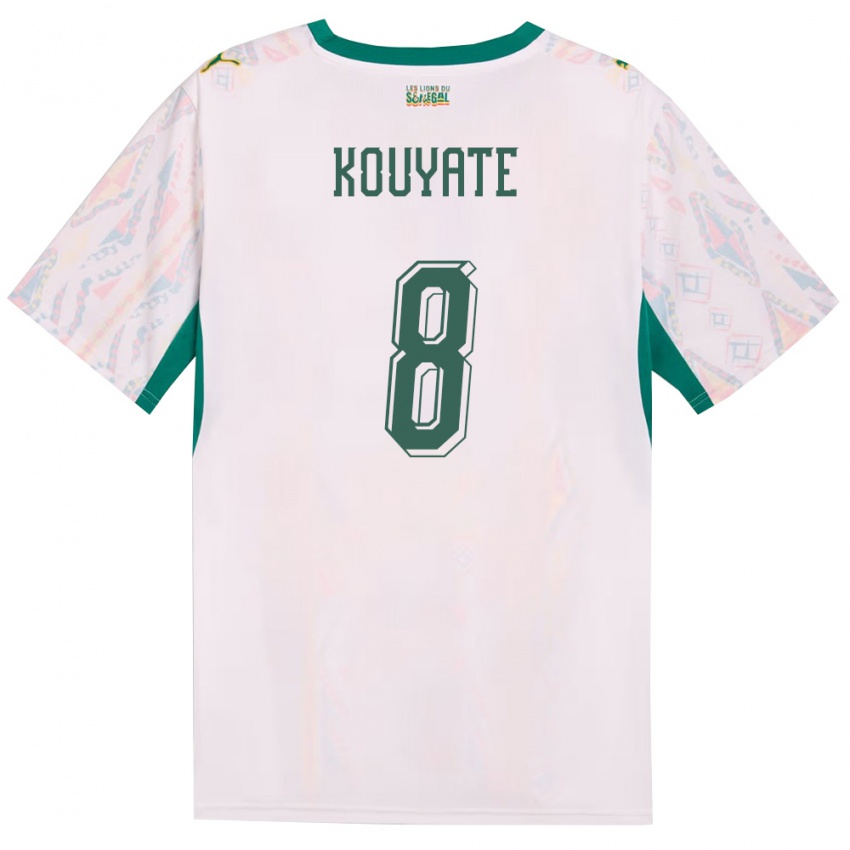 גברים סנגל שייקו קויאטה #8 לבן ירוק צהוב ג'רזי ביתית 26-28 חולצה קצרה