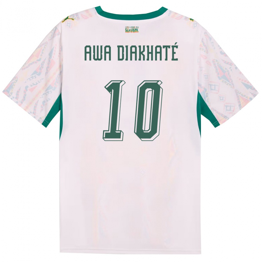 גברים סנגל נדייה אווה דיאקאטה #10 לבן ירוק צהוב ג'רזי ביתית 26-28 חולצה קצרה