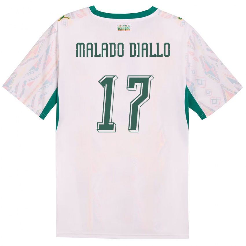 גברים סנגל האפסטו מלאדו דיאלו #17 לבן ירוק צהוב ג'רזי ביתית 26-28 חולצה קצרה