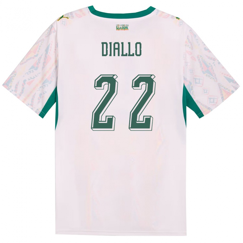 גברים סנגל עבדו דיאלו #22 לבן ירוק צהוב ג'רזי ביתית 26-28 חולצה קצרה