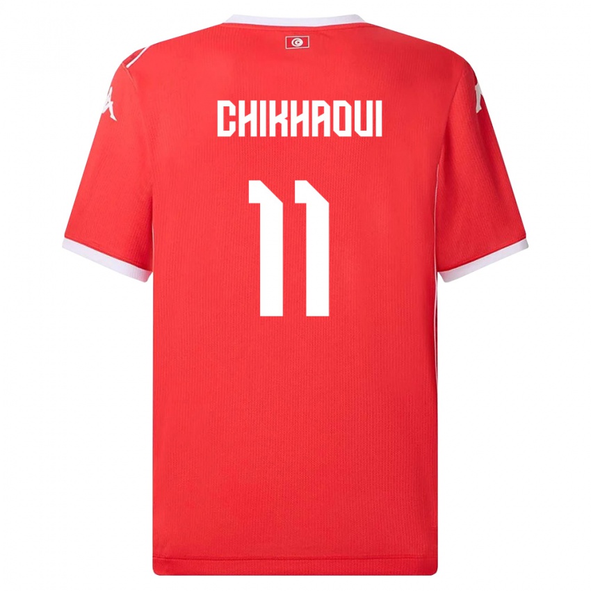גברים תוניסיה Mahdi Chikhaoui #11 אדום לבן ג'רזי ביתית 26-28 חולצה קצרה
