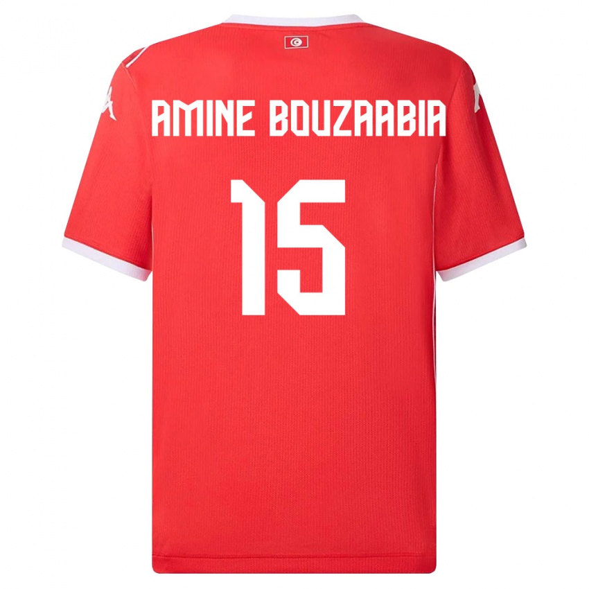 גברים תוניסיה Mohamed Amine Bouzaabia #15 אדום לבן ג'רזי ביתית 26-28 חולצה קצרה