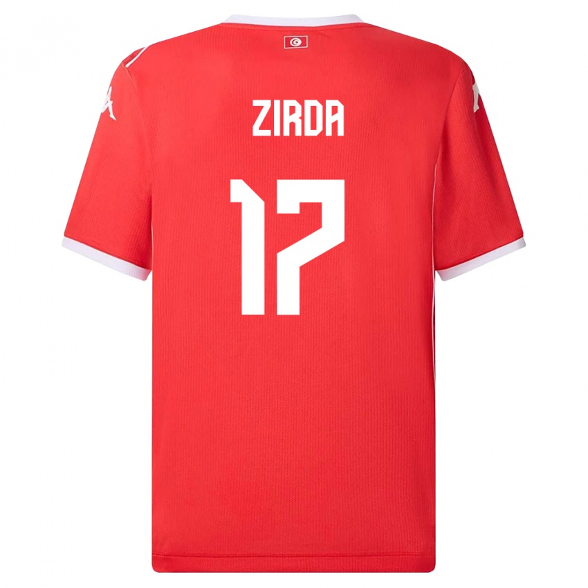גברים תוניסיה Yannis Zirda #17 אדום לבן ג'רזי ביתית 26-28 חולצה קצרה