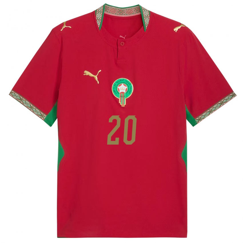 גברים מָרוֹקוֹ אימיין סעוד #20 אדום ירוק לבן ג'רזי ביתית 26-28 חולצה קצרה