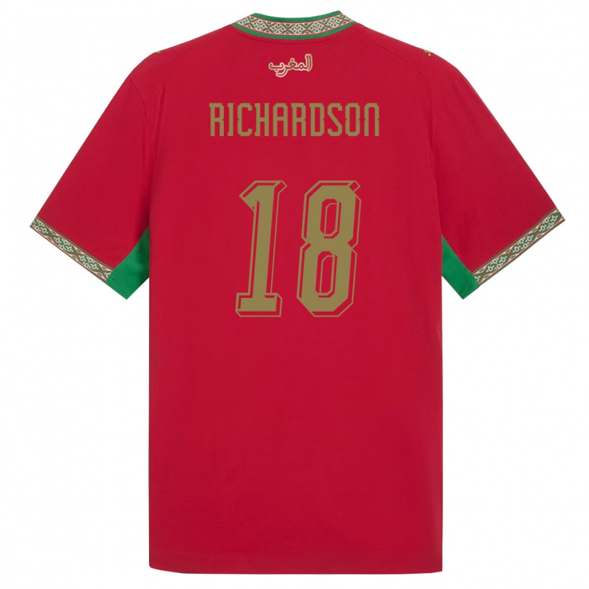 גברים מָרוֹקוֹ אמיר ריצ'רדסון #18 אדום ירוק לבן ג'רזי ביתית 26-28 חולצה קצרה