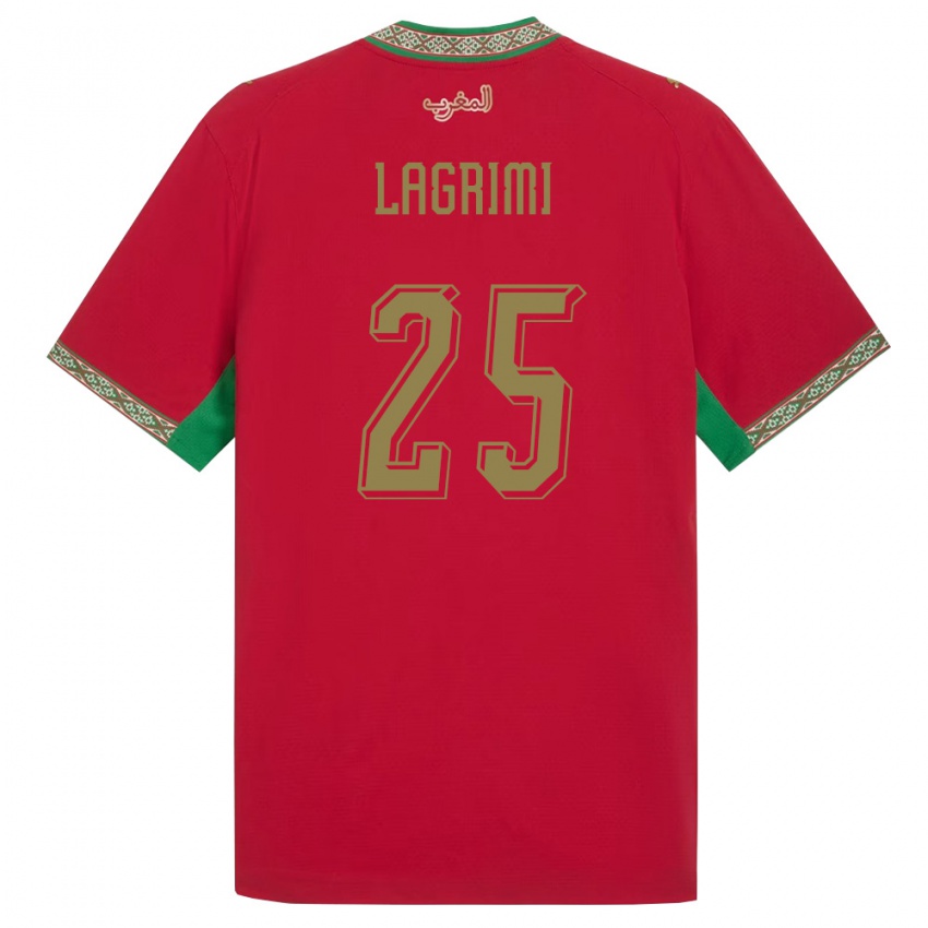 גברים מָרוֹקוֹ Ilyass Lagrimi #25 אדום ירוק לבן ג'רזי ביתית 26-28 חולצה קצרה