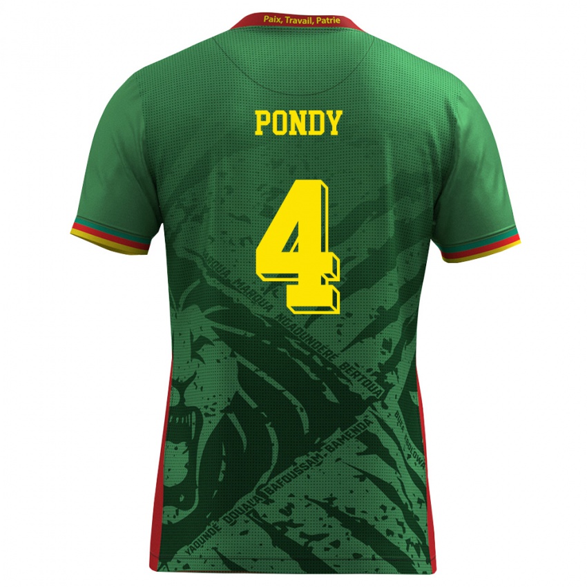 גברים קמרון Chris Pondy #4 ירוק צהוב אדום ג'רזי ביתית 26-28 חולצה קצרה