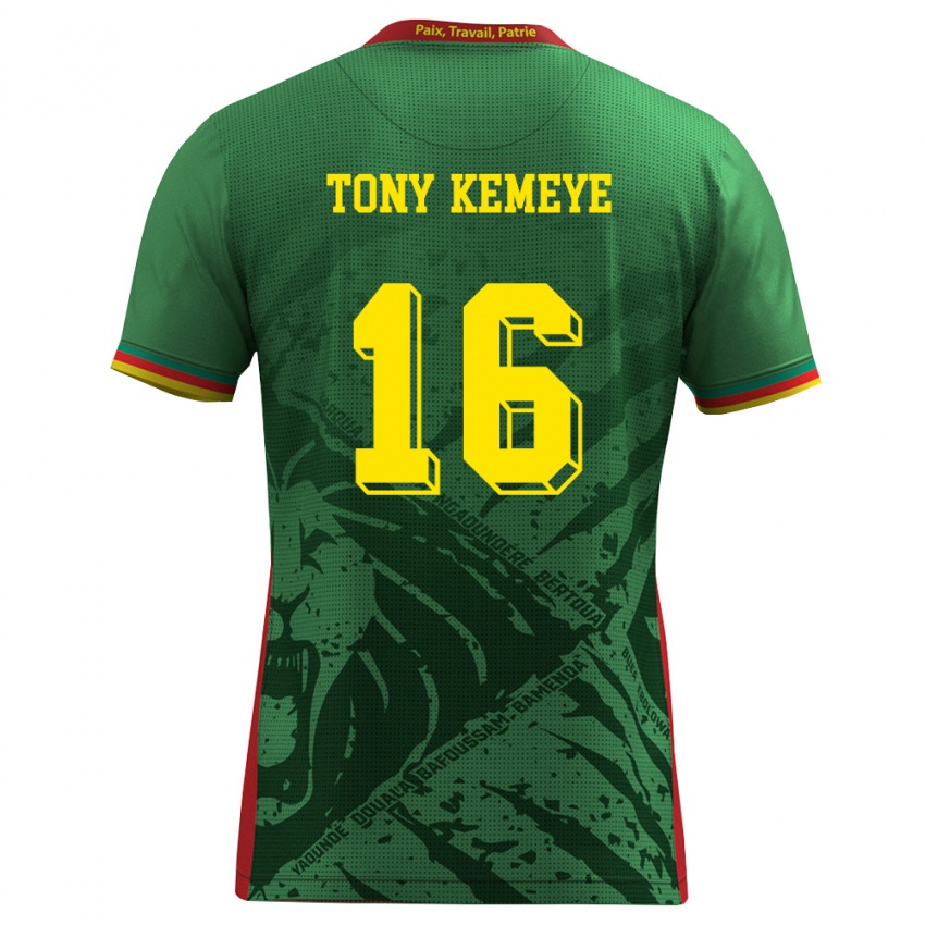 גברים קמרון Tony Beria Wabo Kemeye #16 ירוק צהוב אדום ג'רזי ביתית 26-28 חולצה קצרה