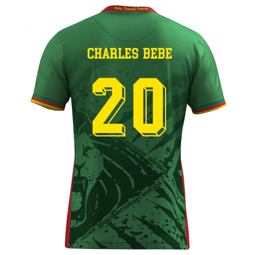 גברים קמרון Jean Charles Bebe #20 ירוק צהוב אדום ג'רזי ביתית 26-28 חולצה קצרה