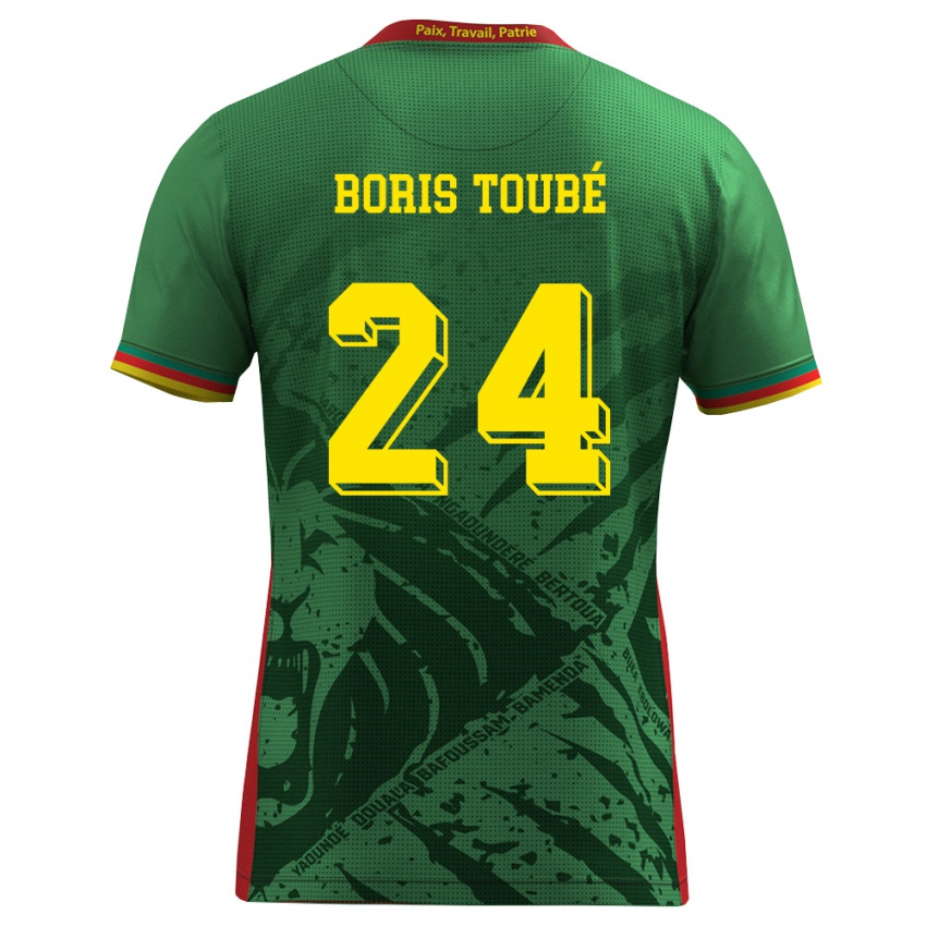 גברים קמרון Godefroy Christopher Boris Toubé #24 ירוק צהוב אדום ג'רזי ביתית 26-28 חולצה קצרה