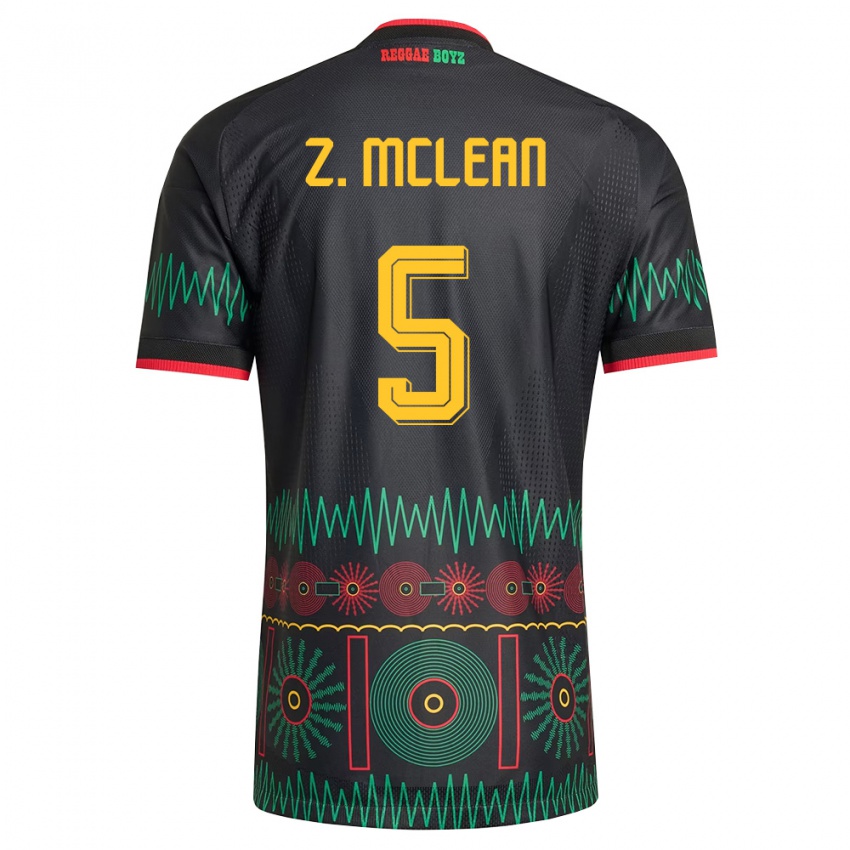 גברים ג'מייקה Zienodean Mclean #5 שחור אדום צהוב הרחק ג'רזי 26-28 חולצה קצרה