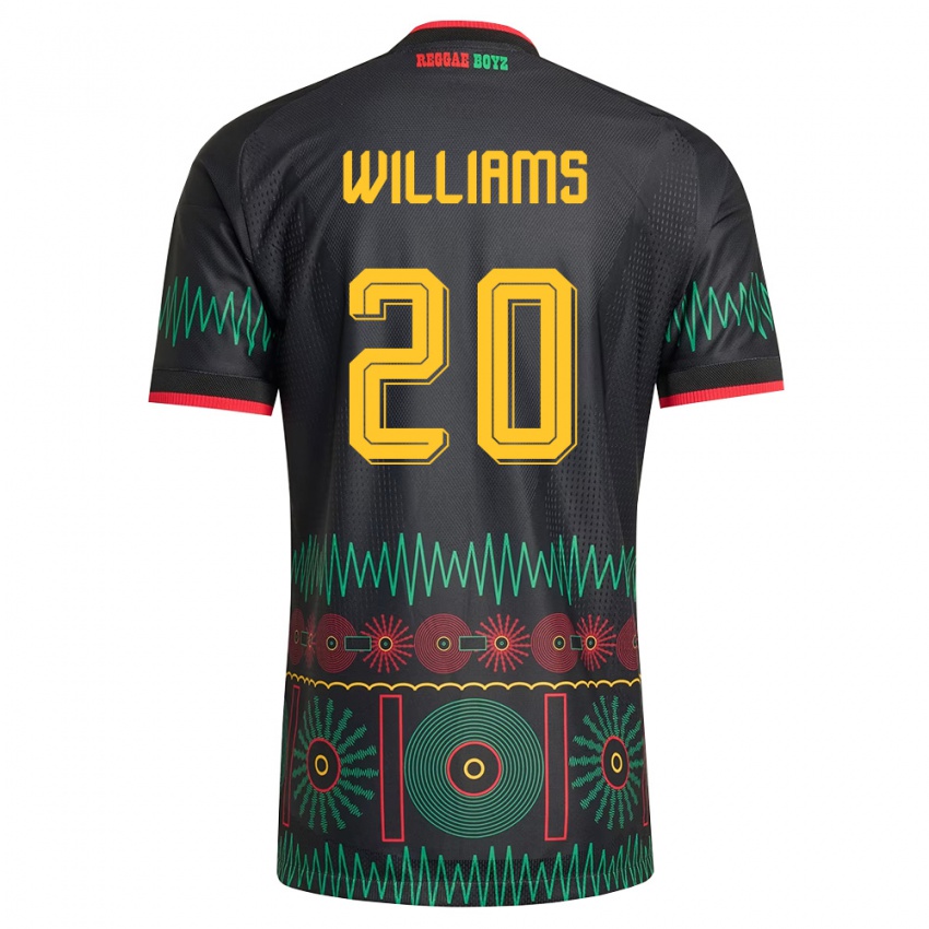 גברים ג'מייקה Victoria Williams #20 שחור אדום צהוב הרחק ג'רזי 26-28 חולצה קצרה