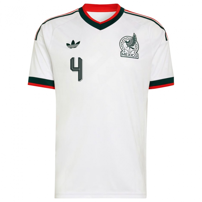גברים מקסיקו אדסון אלווארס #4 לבן בורדו ירוק הרחק ג'רזי 26-28 חולצה קצרה