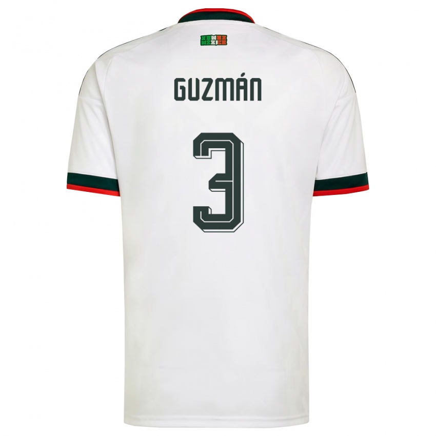 גברים מקסיקו ויקטור גוזמן #3 לבן בורדו ירוק הרחק ג'רזי 26-28 חולצה קצרה