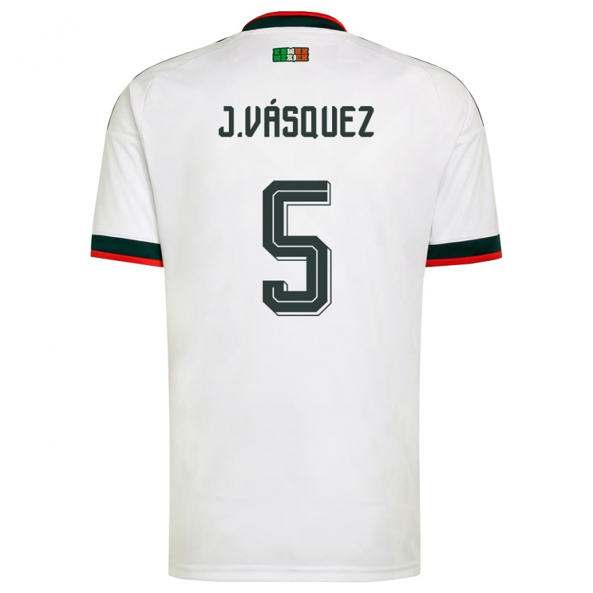 גברים מקסיקו ג׳ואן ואסקז #5 לבן בורדו ירוק הרחק ג'רזי 26-28 חולצה קצרה