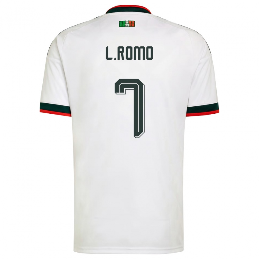 גברים מקסיקו לואיס רומו #7 לבן בורדו ירוק הרחק ג'רזי 26-28 חולצה קצרה