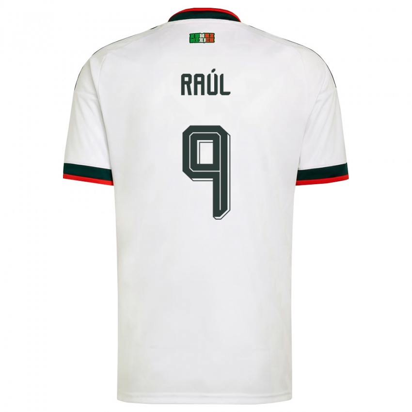 גברים מקסיקו ראול חימנס #9 לבן בורדו ירוק הרחק ג'רזי 26-28 חולצה קצרה