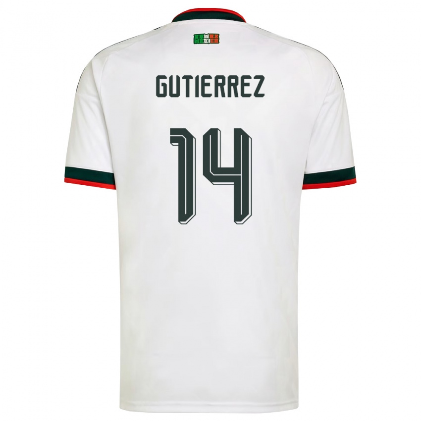 גברים מקסיקו אריק גוטיירז #14 לבן בורדו ירוק הרחק ג'רזי 26-28 חולצה קצרה