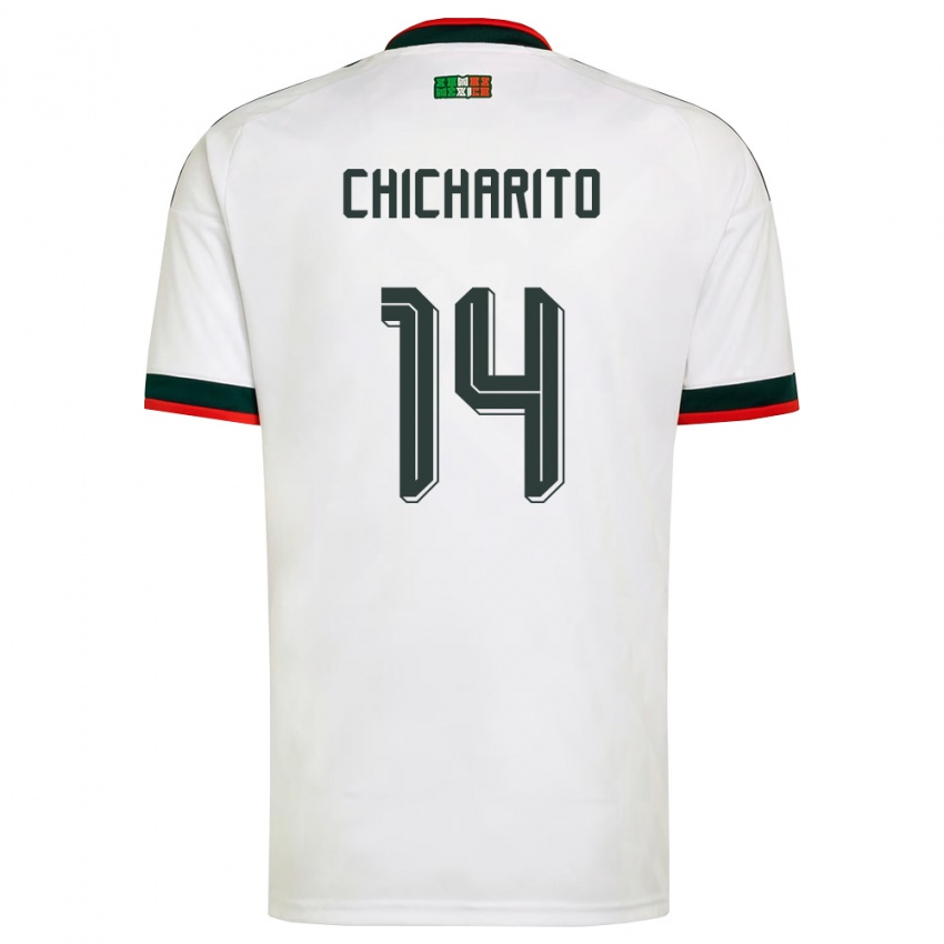 גברים מקסיקו חאבייר הרננדס #14 לבן בורדו ירוק הרחק ג'רזי 26-28 חולצה קצרה