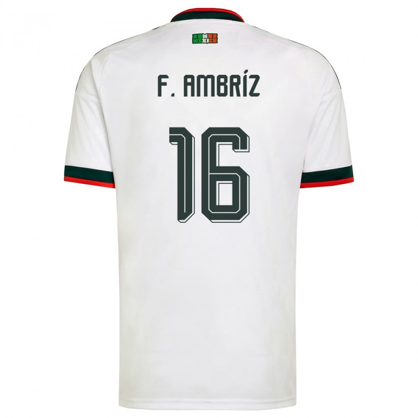 גברים מקסיקו פידל אמבריס #16 לבן בורדו ירוק הרחק ג'רזי 26-28 חולצה קצרה