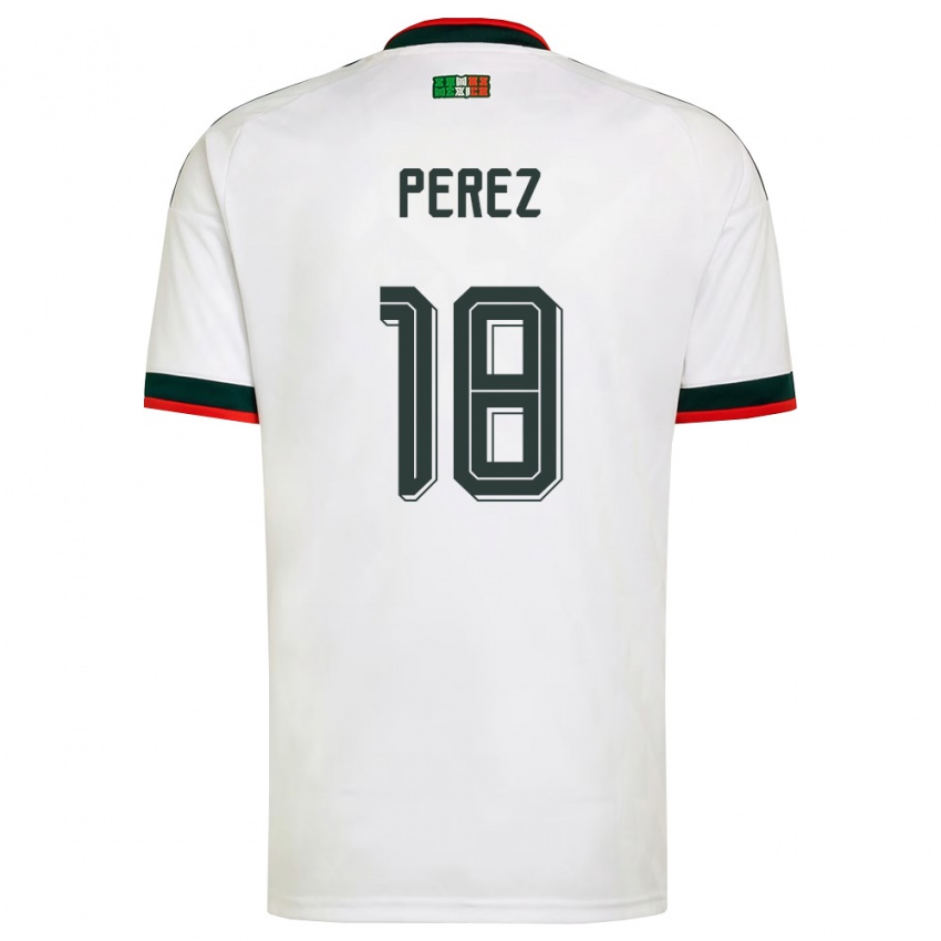 גברים מקסיקו ג'ונתן פרז #18 לבן בורדו ירוק הרחק ג'רזי 26-28 חולצה קצרה