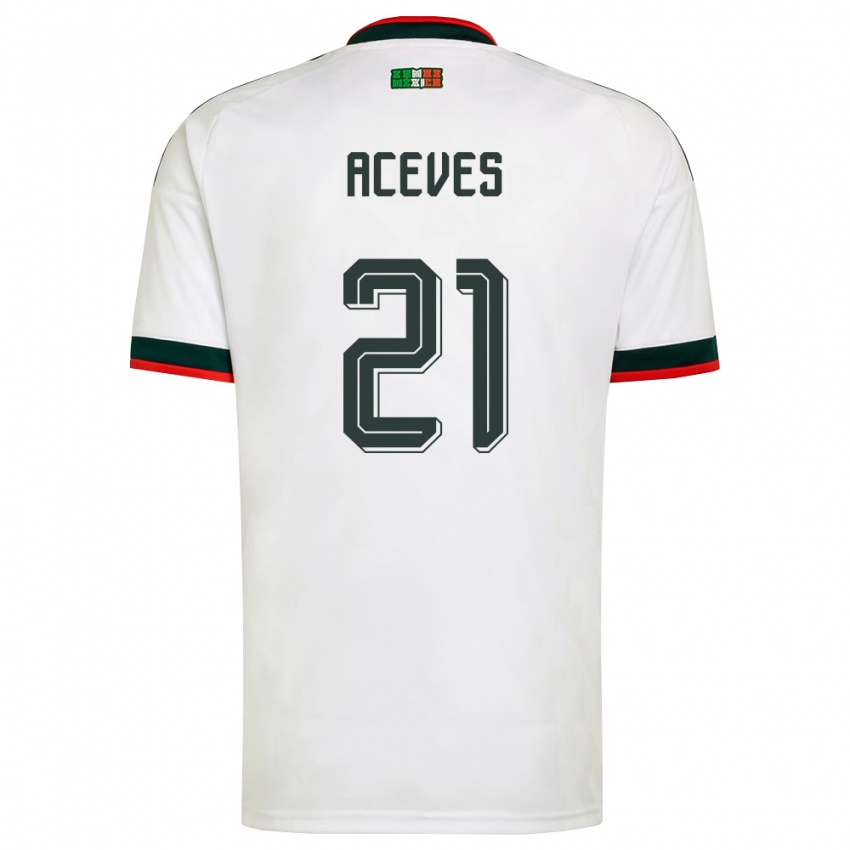 גברים מקסיקו דניאל אסבס #21 לבן בורדו ירוק הרחק ג'רזי 26-28 חולצה קצרה