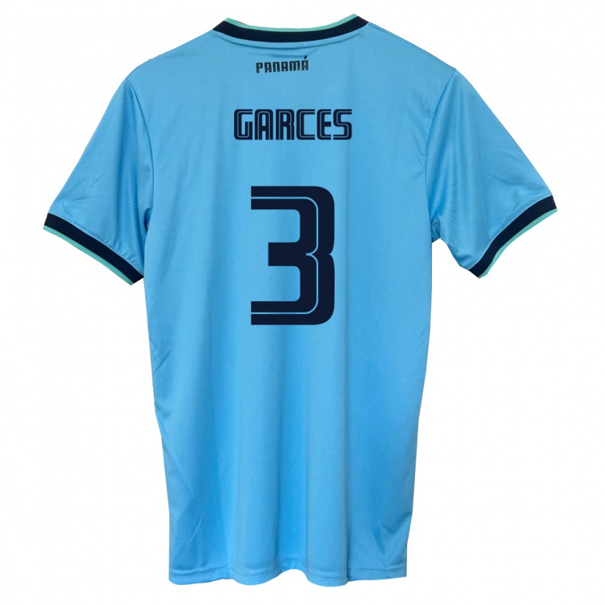 גברים פנמה Josue Garces #3 כחול שמיים שחור הרחק ג'רזי 26-28 חולצה קצרה