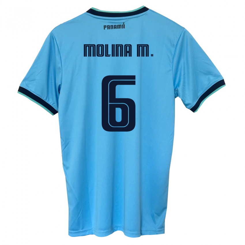 גברים פנמה Mariana Molina #6 כחול שמיים שחור הרחק ג'רזי 26-28 חולצה קצרה