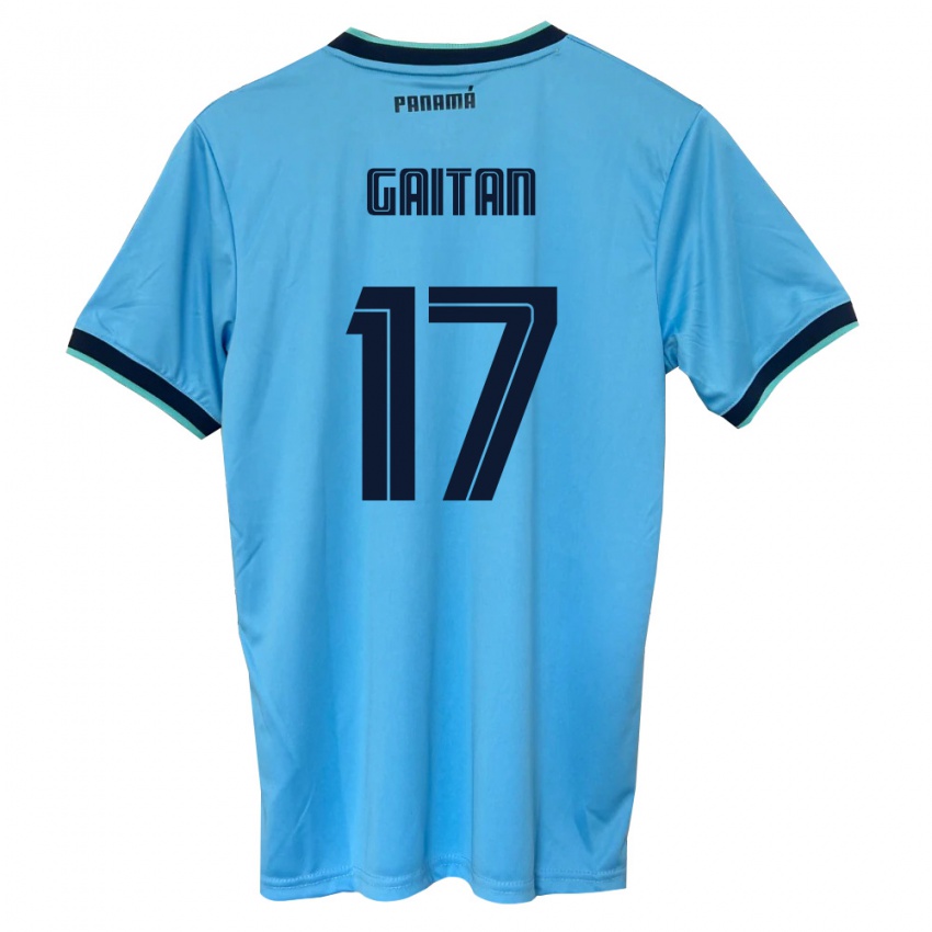 גברים פנמה Luis Gaitán #17 כחול שמיים שחור הרחק ג'רזי 26-28 חולצה קצרה